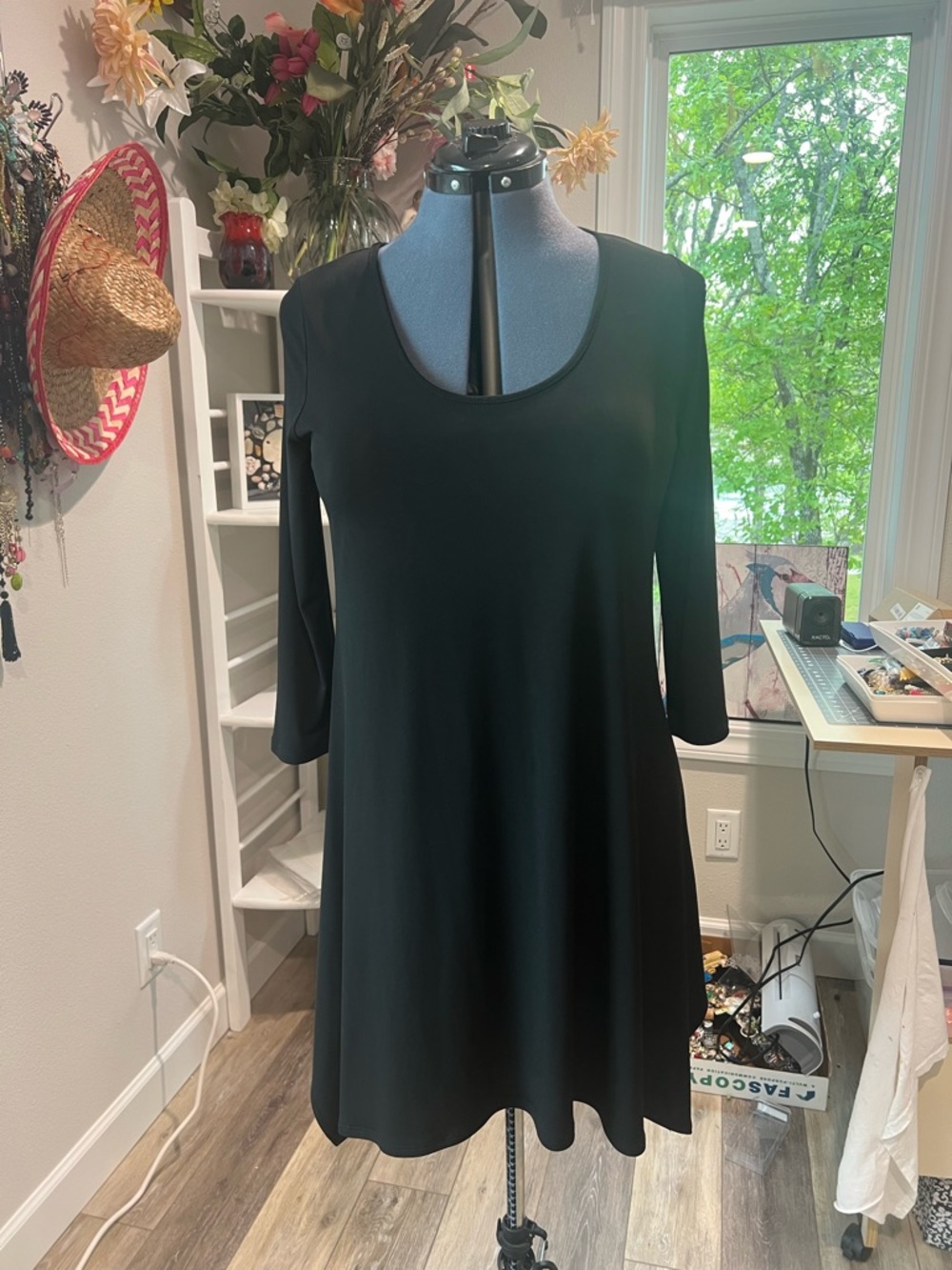 Clara Sun Woo Black Midi Swing Dress